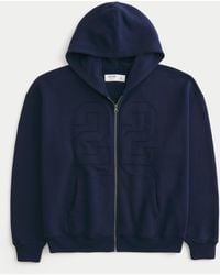 Hollister - Boxy Zip-up Number Graphic Hoodie - Lyst