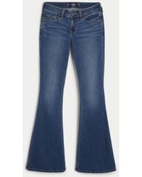 Hollister - Low-rise Dark Wash Flare Jeans - Lyst