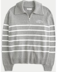 Hollister - Oversized-Pullover mit kurzem Reißverschluss und Grafik - Lyst