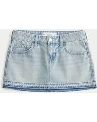 Hollister - Low-rise Light Wash Denim Mini Skort - Lyst