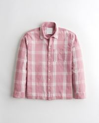 Hollister Long-sleeve Flannel Shirt - Pink