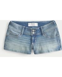 Hollister - Ultra Low-rise Denim Shortie Shorts - Lyst