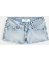 Hollister - Ultra Low-rise Light Wash Denim Shortie Shorts - Lyst