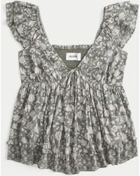 Hollister - Easy Handkerchief Hem Babydoll Top - Lyst