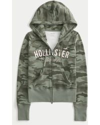 Hollister - Hollister Feel Good Zip-up Camo Logo Graphic Hoodie - Lyst