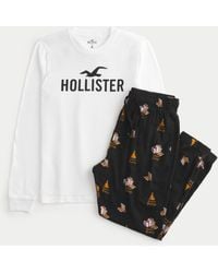 Hollister - Set aus Longsleeve mit Logografik und Pyjamahose aus Flanell - Lyst