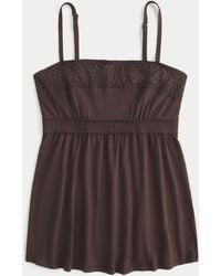Hollister - Easy Lace Trim Babydoll Top - Lyst