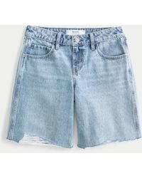 Hollister - Low Rise Baggy Jeansshorts in heller Waschung - Lyst