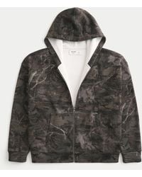 Hollister - Boxy Thermal-lined Camo Zip-up Hoodie - Lyst