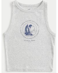 Hollister - Ribbed Canary Islands Sailing Graphic High-neck Tank - Lyst