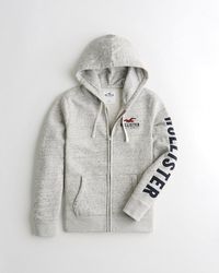 Hollister Logo Full-zip Hoodie - Gray
