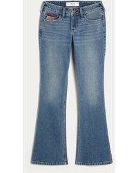 Hollister - Low-rise Medium Wash Embroidered Flag Bootcut Jeans - Lyst