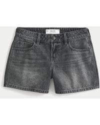Hollister - Low-rise Grey Baggy Jean Shorts - Lyst