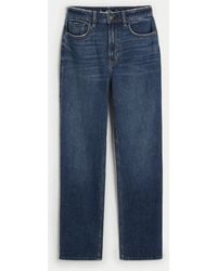 Hollister - Ultra High Rise Straight Jeans in dunkler Waschung im Stil der 90er Jahre - Lyst