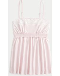 Hollister - Easy Lace Trim Babydoll Top - Lyst