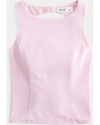Hollister - Linen-blend Open-back Top - Lyst