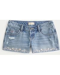 Hollister - Ultra Low-rise Embroidered Denim Mini Shorts - Lyst