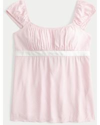 Hollister - Easy Satin Tie Babydoll Top - Lyst