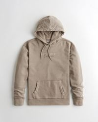 Hollister Embroidered Logo Hoodie - Brown