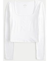 Hollister - Seamless Fabric Long-sleeve Square-neck T-shirt - Lyst