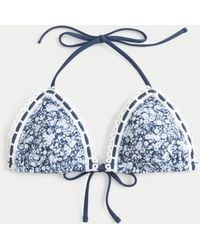 Hollister - Crochet-style Trim Halter Triangle Bikini Top - Lyst