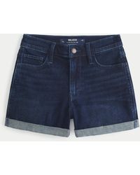 Hollister - High Rise Jeans-Shorts in dunkler Waschung. - Lyst