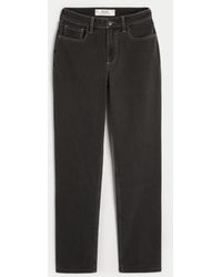 Hollister - Curvy High-rise Washed Black Straight Jeans - Lyst