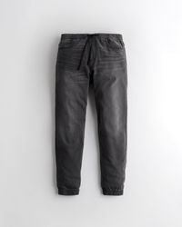 Hollister - Just Like Knit Relaxed Black Denim Jogger Pants - Lyst