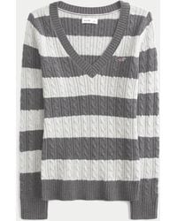 Hollister - Cable-knit Icon V-neck Sweater - Lyst