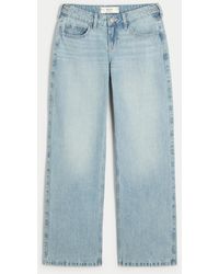 Hollister - Hollister Andi Adjustable Waist Low-rise Distressed Light Wash Baggy Jeans - Lyst