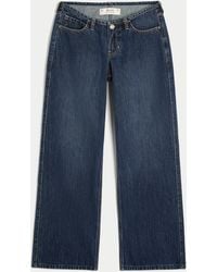 Hollister - Ultra Low-rise Mini Waistband Dark Wash Baggy Jeans - Lyst