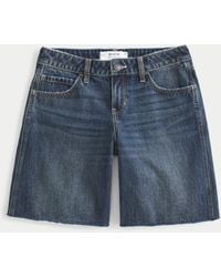 Hollister - Low-rise Dark Wash American Flag Graphic Baggy Jort - Lyst