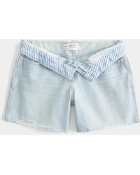Hollister - Low-rise Light Wash Baggy Denim Shorts 5" - Lyst