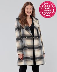 Plaid relaxed textured coat Clearance