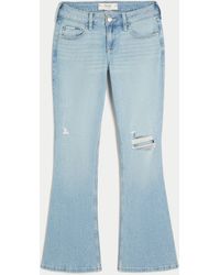 Hollister - Low Rise Bootcut Jeans in heller Waschung mit Stickerei und Rissen - Lyst