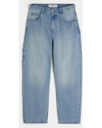 Hollister - Light Wash Embroidered Back Pocket Skater Baggy Painter Jeans - Lyst