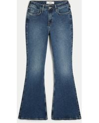 Hollister - High-rise Dark Wash Flare Jeans - Lyst