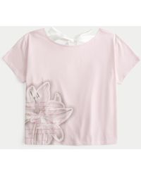 Hollister - Lässiges Tee mit Blumen-Grafik und Schnürung hinten - Lyst