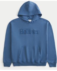 Hollister - Boxy Terry Logo Graphic Hoodie - Lyst