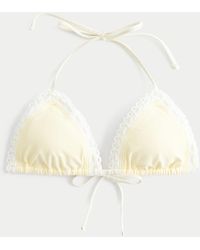 Hollister - Crochet-style Trim Halter Triangle Bikini Top - Lyst