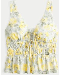 Hollister - Linen-blend Tie-front Peplum Top - Lyst