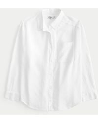 Hollister - Übergroßes Hemd mit durchgehender Knopfleiste aus Leinenmischung - Lyst