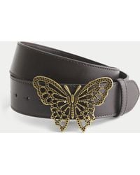 Hollister - Faux Leather Butterfly Buckle Belt - Lyst