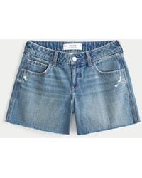 Hollister - Low-rise Medium Wash Baggy Jean Shorts - Lyst