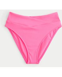 Hollister - Ribbed High Crossover Waist Bikini Bottom - Lyst
