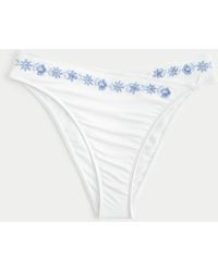 Hollister - Curvy Embroidered High-leg High-waist Cheeky Bikini Bottom - Lyst