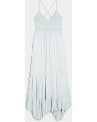 Hollister - Maxikleid aus Mischgewebe im Häkel-Style mit V-Ausschnitt - Lyst