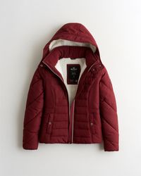 Hollister Sherpa-lined Puffer Jacket - Red