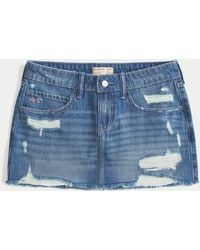 Hollister - Low Rise Jeans-Mini-Skort mit Rissen in dunkler Waschung - Lyst