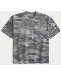 Hollister - Boxy Heavyweight Cotton Camo Crew T-shirt - Lyst
